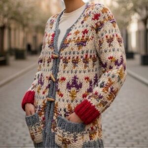 Anthropologie Sleeping On Snow Wool Blend Knit Cardigan Sweater L